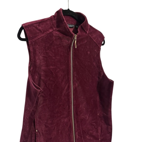Susan Graver Weekend Ribbed Velour Zip Front Knit Vest Size Small Wine Color L - Picture 3 of 11